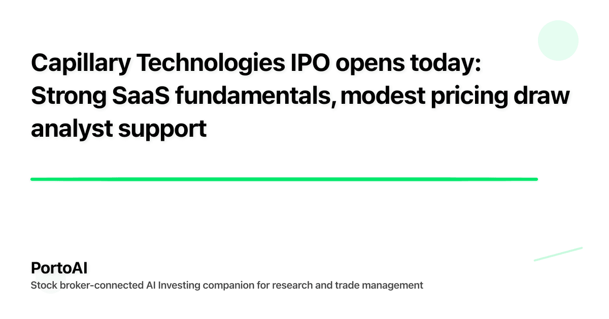 Capillary Technologies IPO opens today: Strong SaaS fundamentals, modest pricing draw analyst support