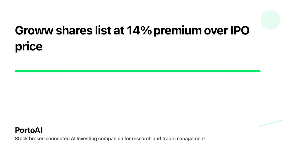 Groww shares list at 14% premium over IPO price